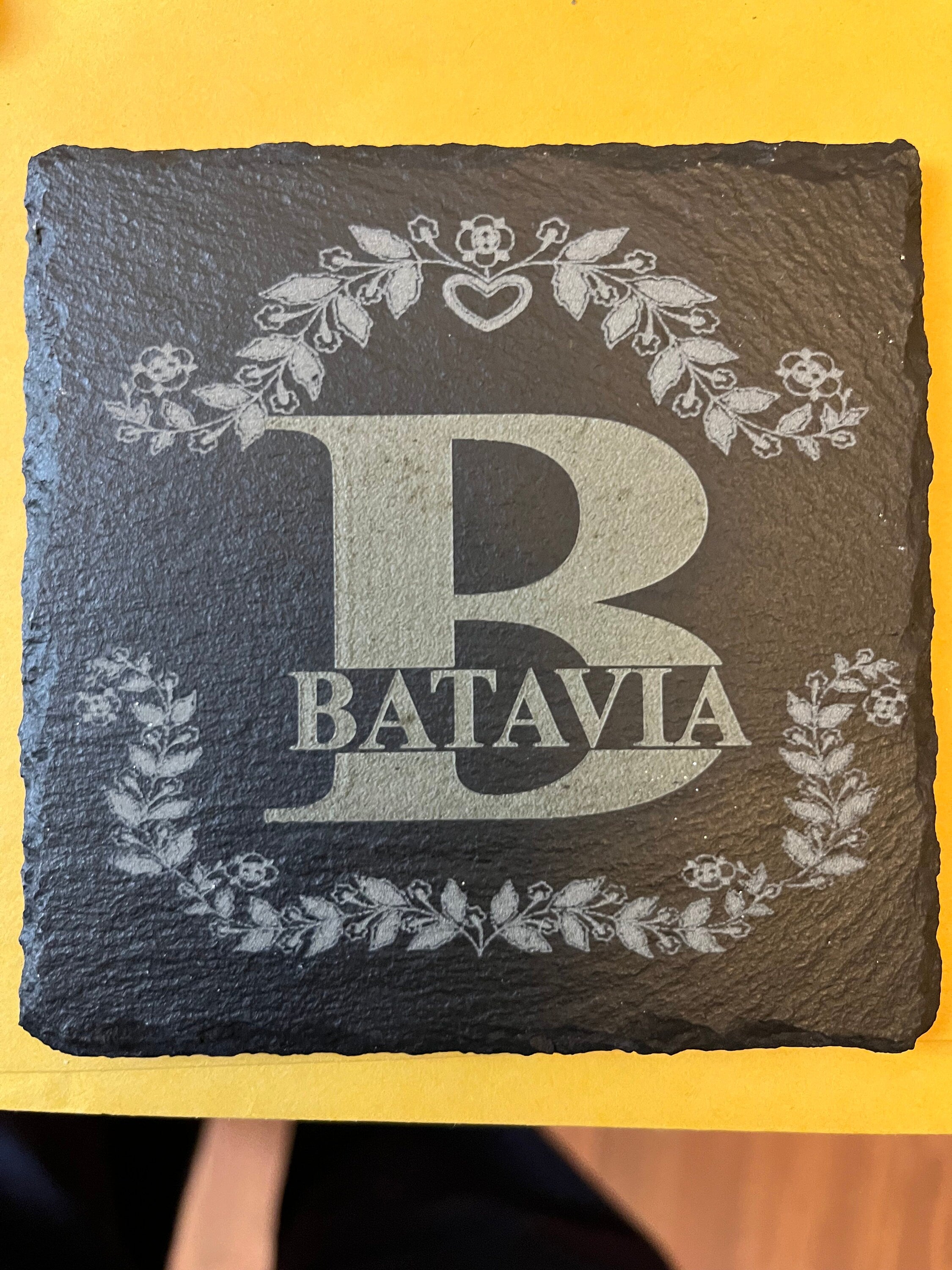 Custom engraved slate coaster set